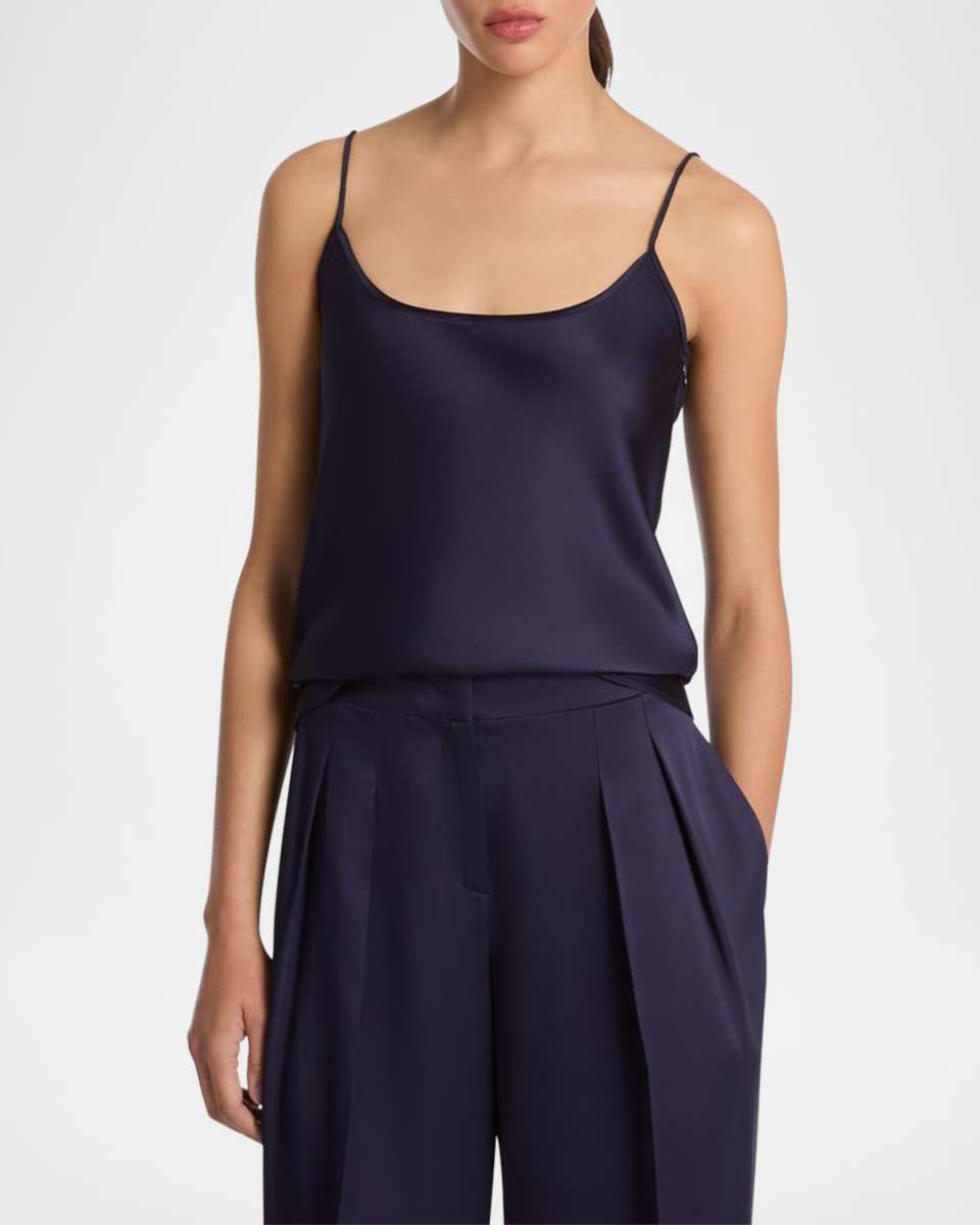 Scoop-Neck Double Satin Charmeuse Cami